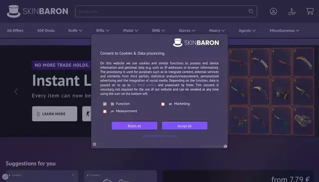 skinbaron.de homepage screenshot