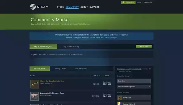 steamcommunity.com homepage screenshot