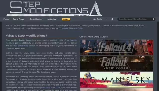 stepmodifications.org homepage screenshot