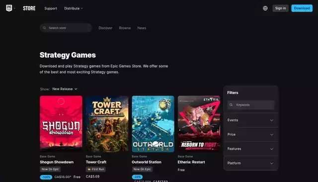 store.epicgames.com homepage screenshot
