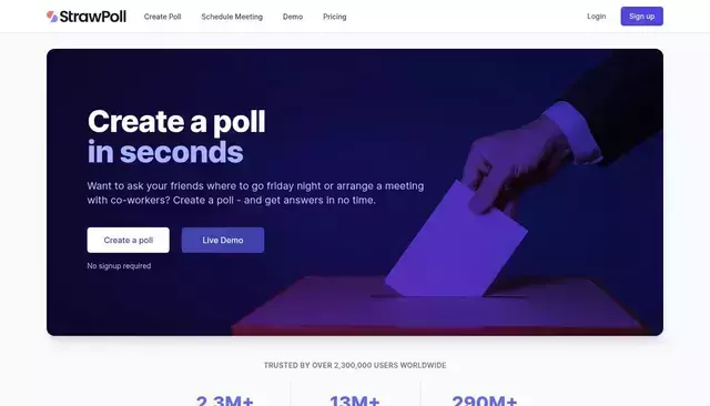 strawpoll.com homepage screenshot