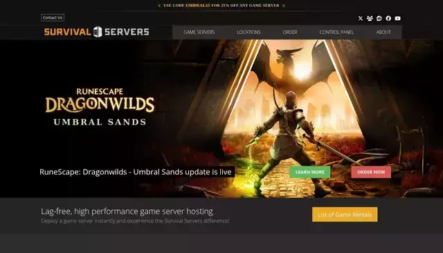 survivalservers.com homepage screenshot