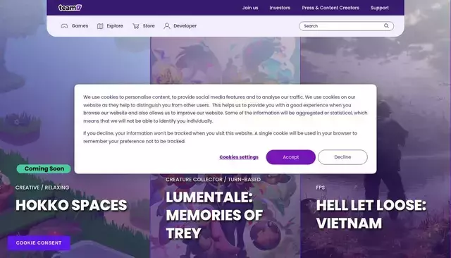 team17.com homepage screenshot
