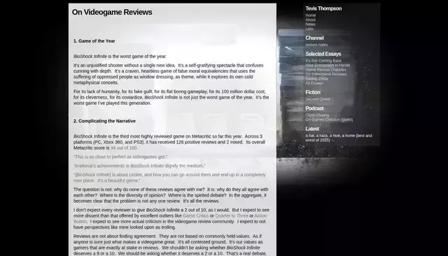 tevisthompson.com homepage screenshot
