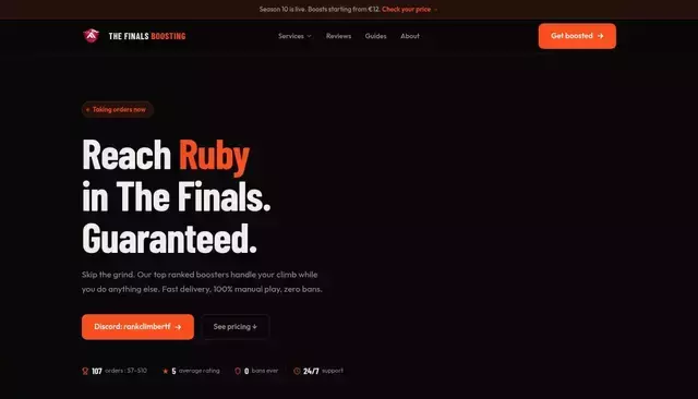thefinalsboosting.com homepage screenshot