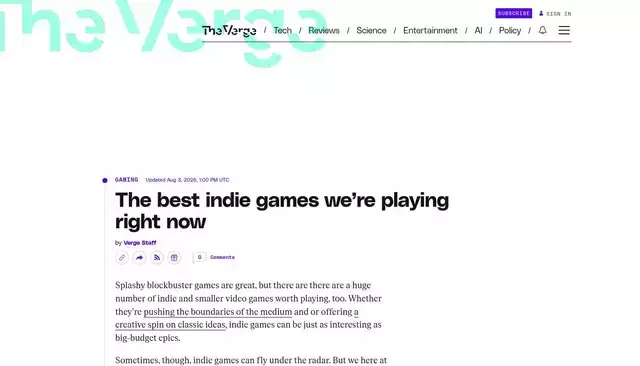 theverge.com homepage screenshot