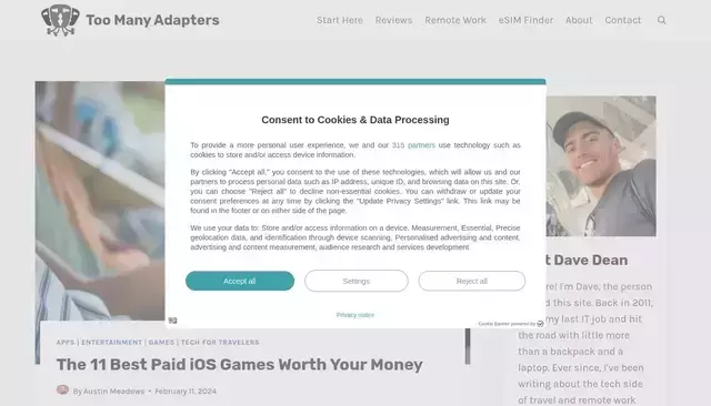 toomanyadapters.com homepage screenshot