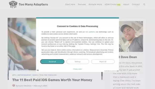 toomanyadapters.com homepage screenshot
