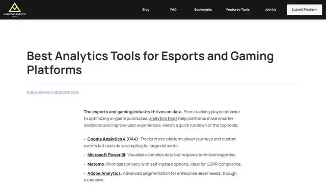 topanalyticstools.com homepage screenshot