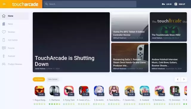 toucharcade.com homepage screenshot