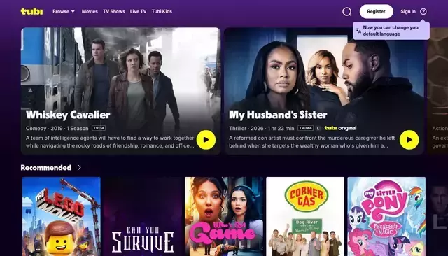 tubitv.com homepage screenshot