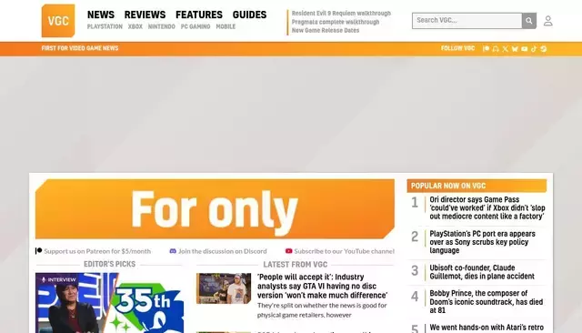 videogameschronicle.com homepage screenshot