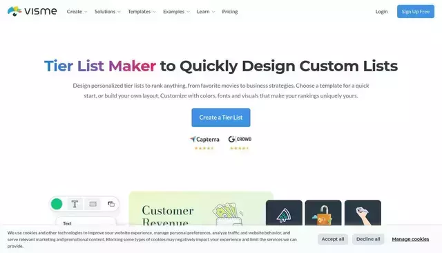 visme.co homepage screenshot