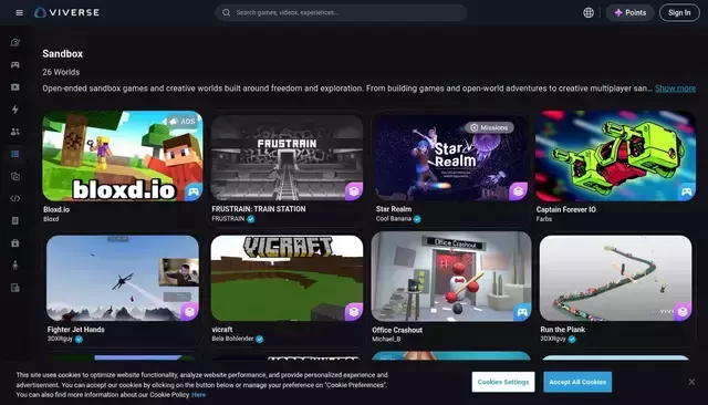 viverse.com homepage screenshot