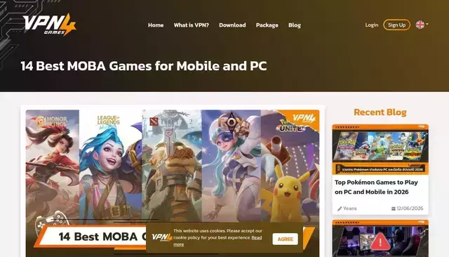 vpn4games.com homepage screenshot