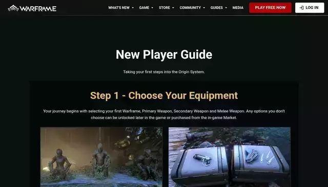 warframe.com homepage screenshot
