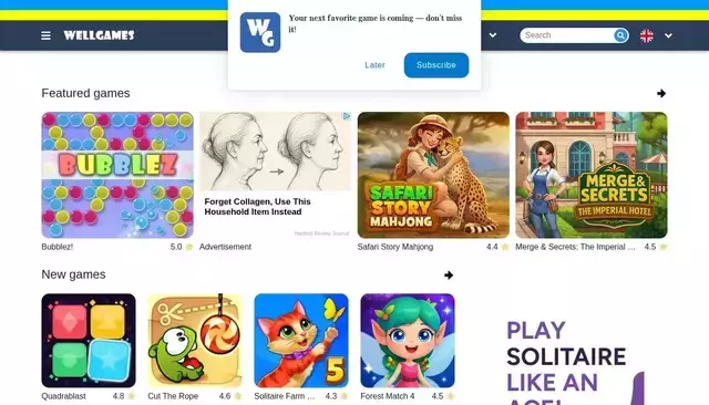 wellgames.com homepage screenshot