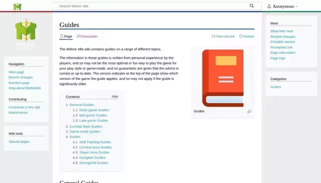 wiki.melvoridle.com homepage screenshot