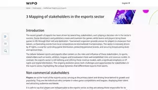 Wipo Intellectual Property and Esports - 3 Mapping of stakeholders in the esports sector