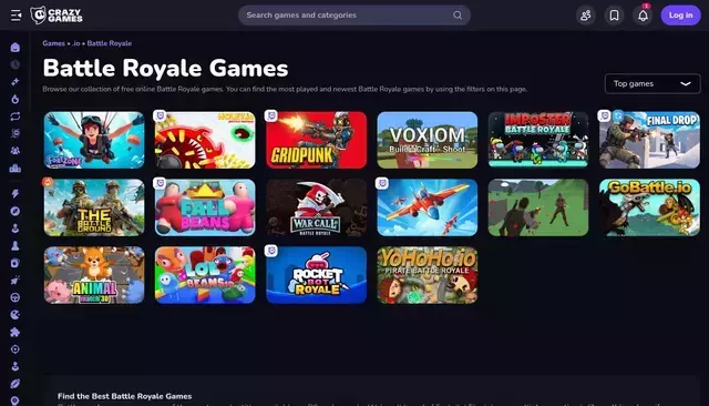 www.crazygames.com homepage screenshot