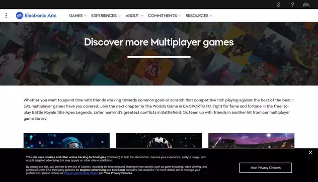 www.ea.com homepage screenshot