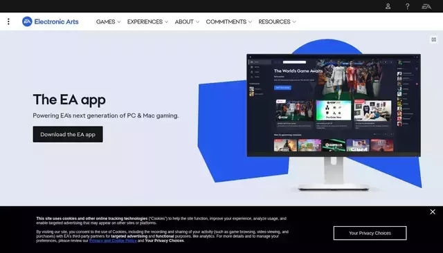 www.ea.com homepage screenshot