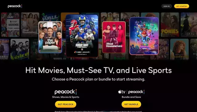 www.peacocktv.com homepage screenshot