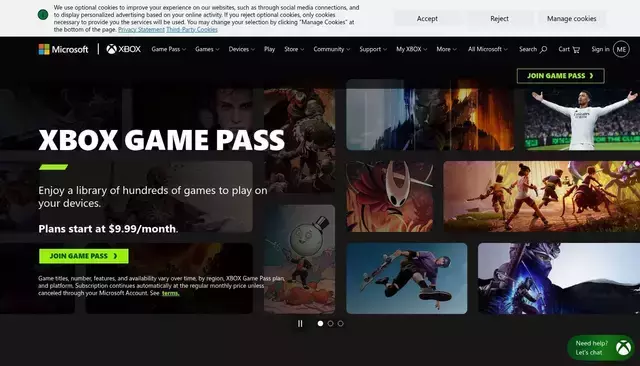 xbox.com homepage screenshot