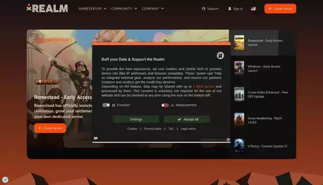 xrealm.com homepage screenshot