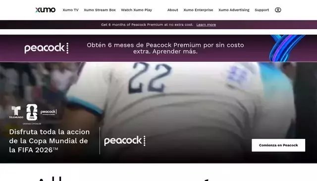 xumo.com homepage screenshot
