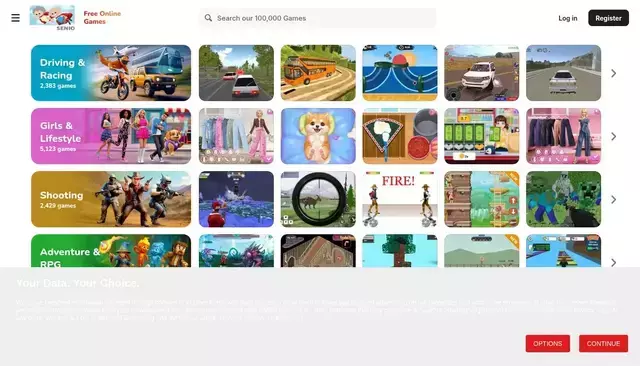 y8.com homepage screenshot