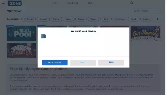 zone.msn.com homepage screenshot