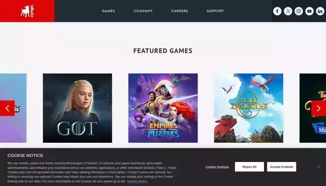 zynga.com homepage screenshot